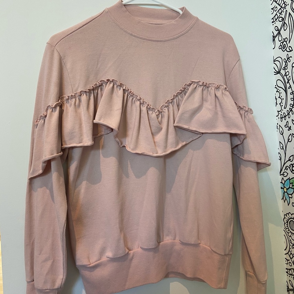 TOPSHOP Pink Ruffle Sweatshirt